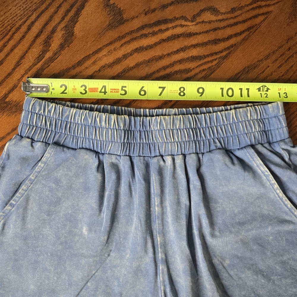 Zenana Oversized Top & Shorts Set Dusty Blue Acid Washed Cotton Women's Outfit S - Picture 2 of 15
